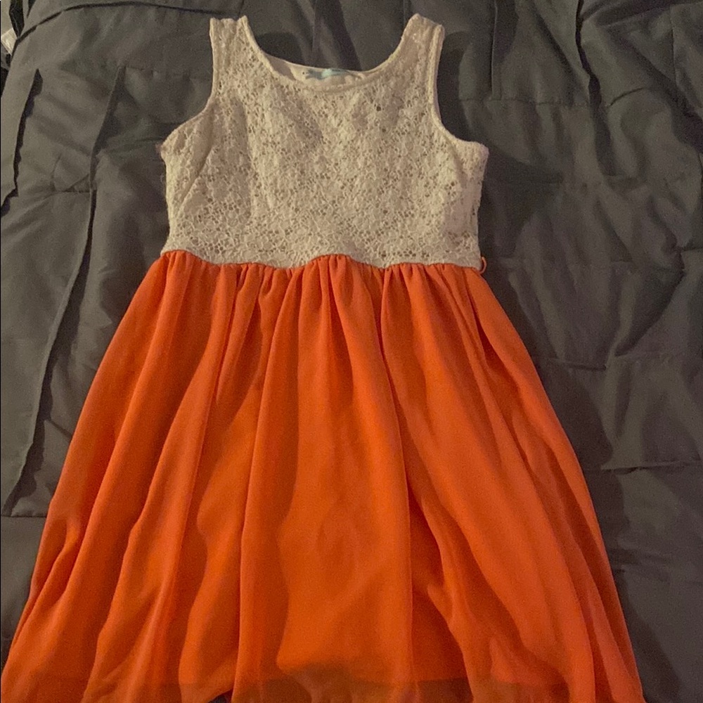 Maurices Orange and White Casual Dress
